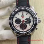 Replica TAG Heuer Formula 1 Chronograph Watch SS White Black Leather Band